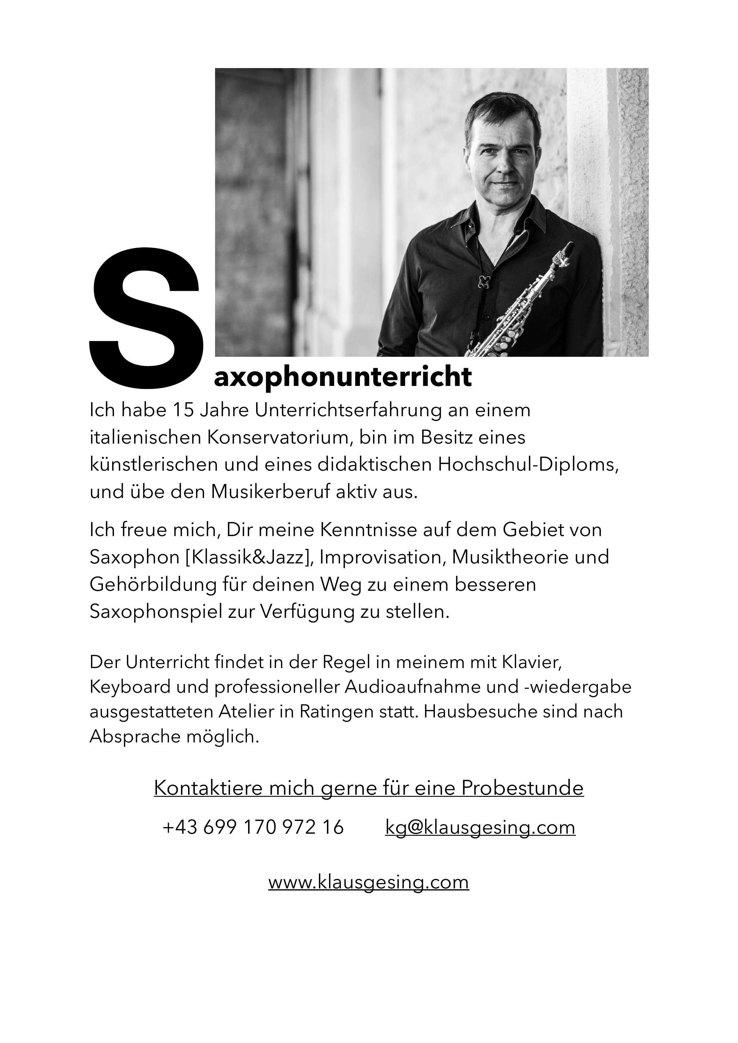 Saxophon Unterricht Klaus Gesing